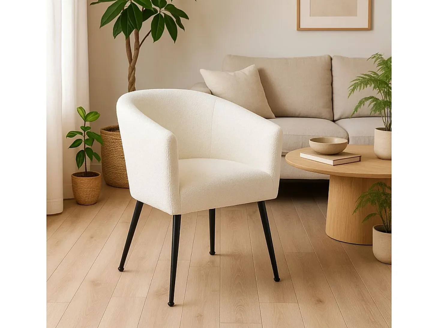 Butaca Melrose respaldo circular blanco 70x66x64 cm Adec
