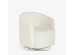 Butaca moderna giratoria de tela bouclé para salón Orav - Beige