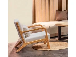 Butaca Tokio asiento acolchado tapizado microfibra beige/natural 72x65x83 cm Adec