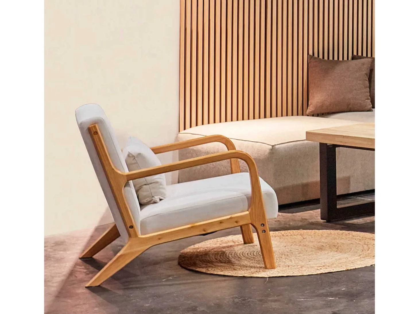 Butaca Tokio asiento acolchado tapizado microfibra beige/natural 72x65x83 cm Adec