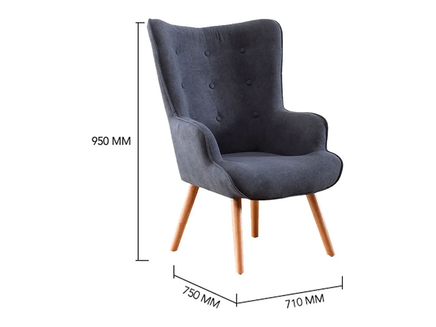 Butaca Voss diseño capitoné gris 95x71x75 cm Adec