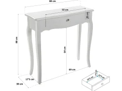 Cagliari Mueble Recibidor Estrecho para la Entrada o el Pasillo, Mesa Consola, Blanco, 80x30x80cm