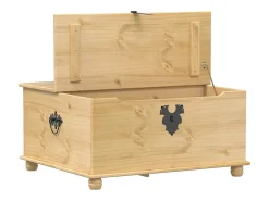 Caja de almacenaje Corona madera maciza de pino 90x78x45 cm