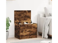 Caja de almacenaje madera ingeniería roble ahumado 60x42x46 cm ES226412