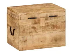 Caja de almacenaje madera maciza de mango 39x28x31 cm ES507001