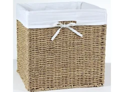 Caja de almacenaje plegable de junco marino - 32 x 32 x 32 cm