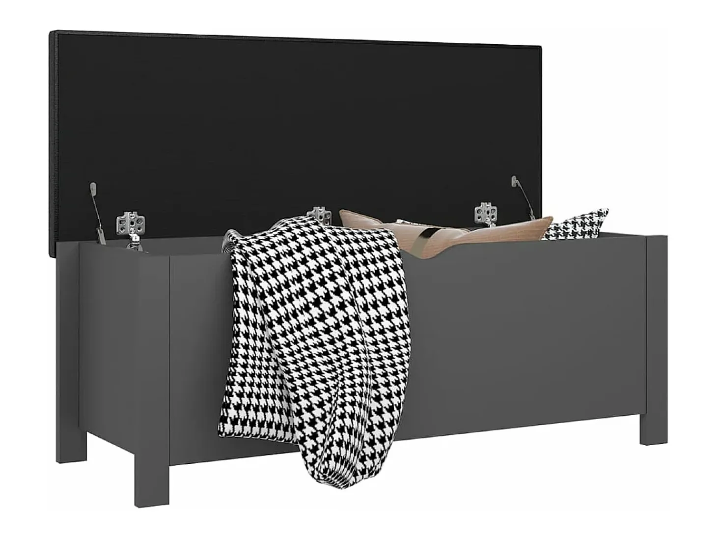 Caja de almacenaje y cojín madera ingeniería gris 105x40x45 cm ES151158