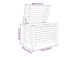 Caja de almacenaje y tapa RANA madera maciza blanca 80x49x54 cm