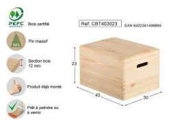 Caja de almacenamiento de pino macizo con tapa Tamaño 4