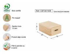 Caja de almacenamiento de pino macizo con tapa Tamaño 1