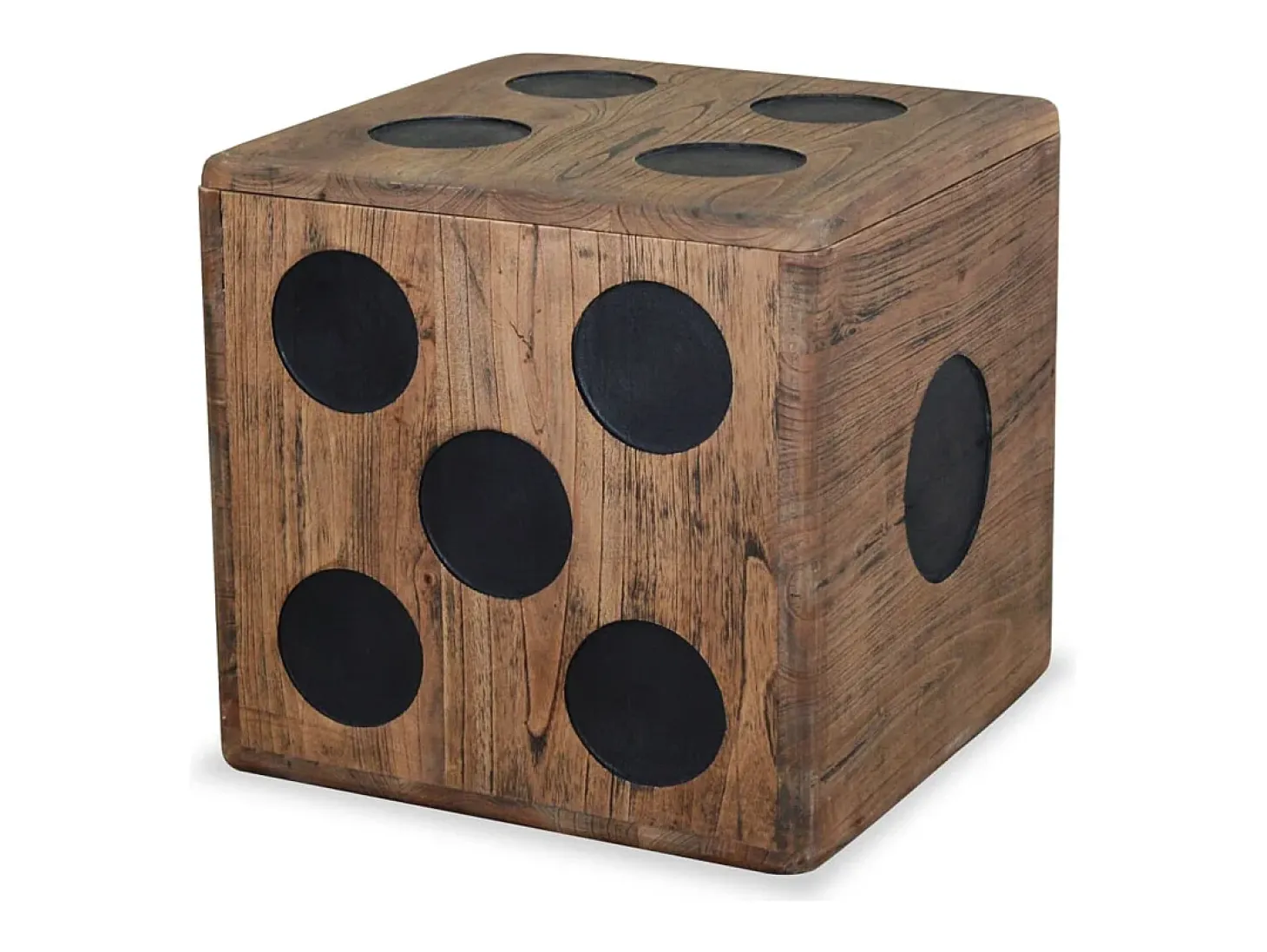 Caja de almacenamiento diseño de dado madera Mindi 40x40x40 cm ES673794