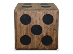 Caja de almacenamiento diseño de dado madera Mindi 40x40x40 cm ES673794