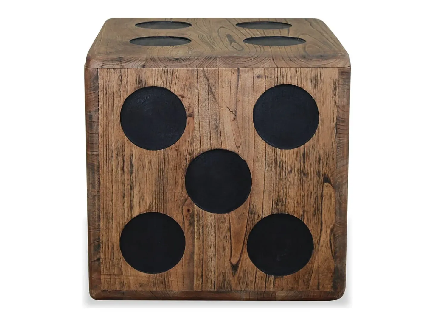 Caja de almacenamiento diseño de dado madera Mindi 40x40x40 cm ES673794