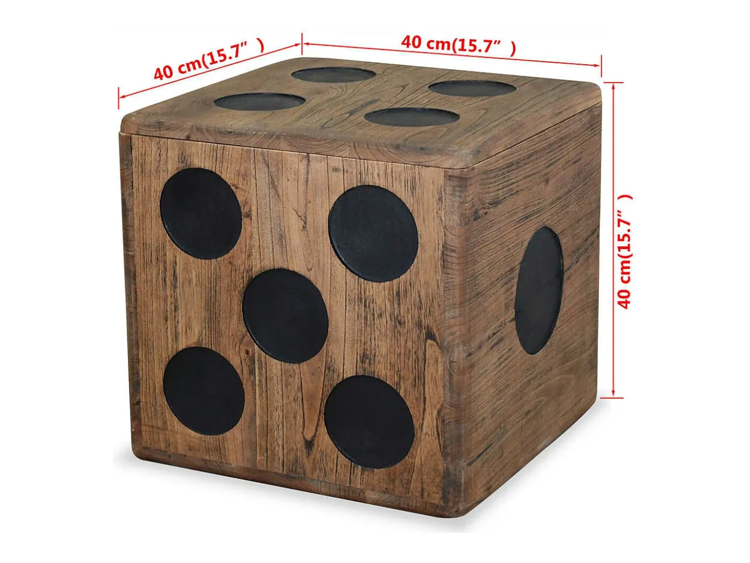 Caja de almacenamiento diseño de dado madera Mindi 40x40x40 cm ES673794