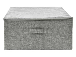 Caja de almacenamiento plegable de tela gris de 70x40x18 cm con asa