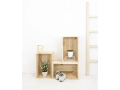 Caja de madera maciza en tono natural de 49x30,5x25,5cm - BOX - DECOWOOD