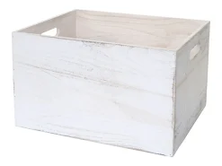 Caja de madera MCW-C20, 40 x 30 x 24 cm, blanco desgastado