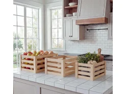 Caja de madera MCW-C56 (juego de 3), color natural