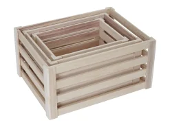 Caja de madera MCW-C56 (juego de 3), color natural