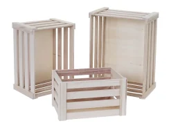 Caja de madera MCW-C56 (juego de 3), color natural