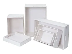 Caja de madera MCW-C20 (juego de 6), blanco desgastado