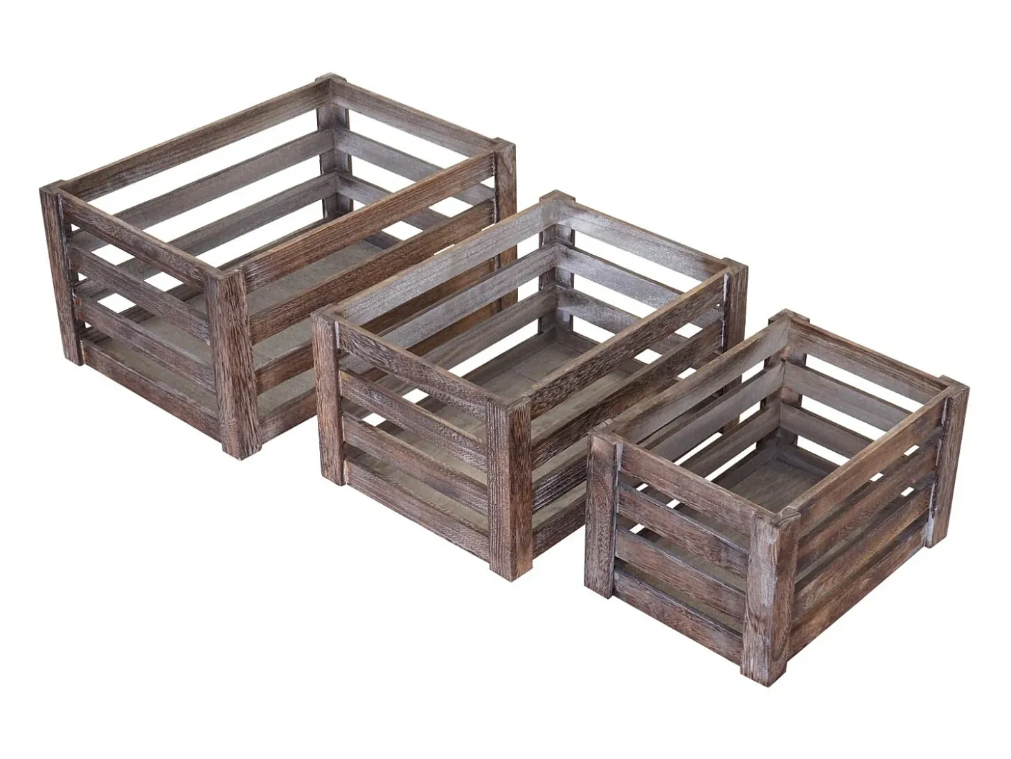 Caja de madera MCW-C56 (juego de 3), marrón, desgastado