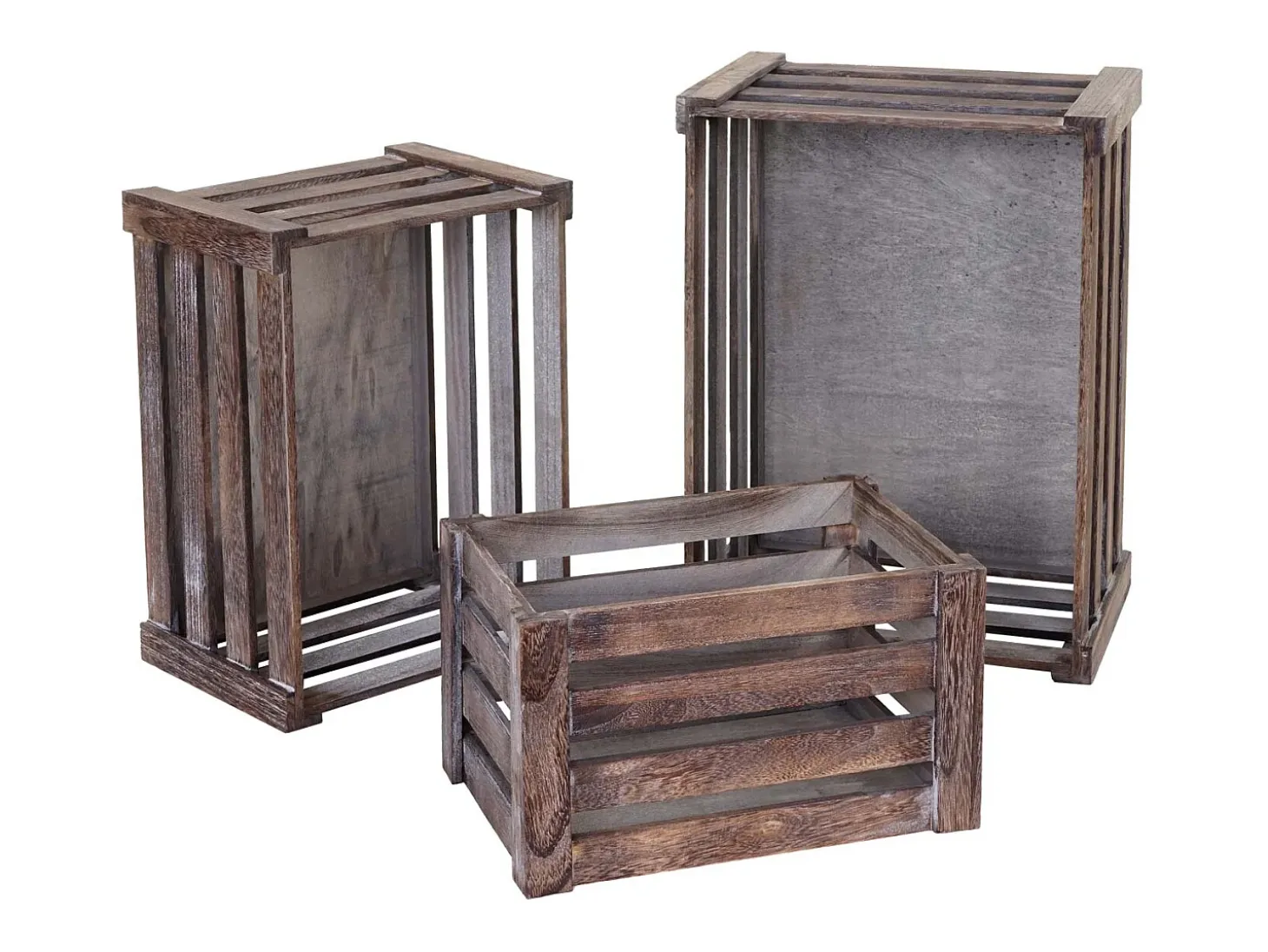 Caja de madera MCW-C56 (juego de 3), marrón, desgastado