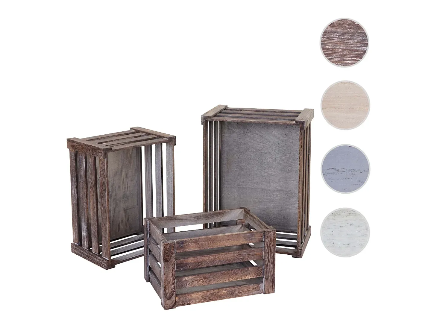 Caja de madera MCW-C56 (juego de 3), marrón, desgastado