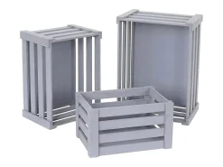 Caja de madera MCW-C56 (juego de 3), gris, desgastado
