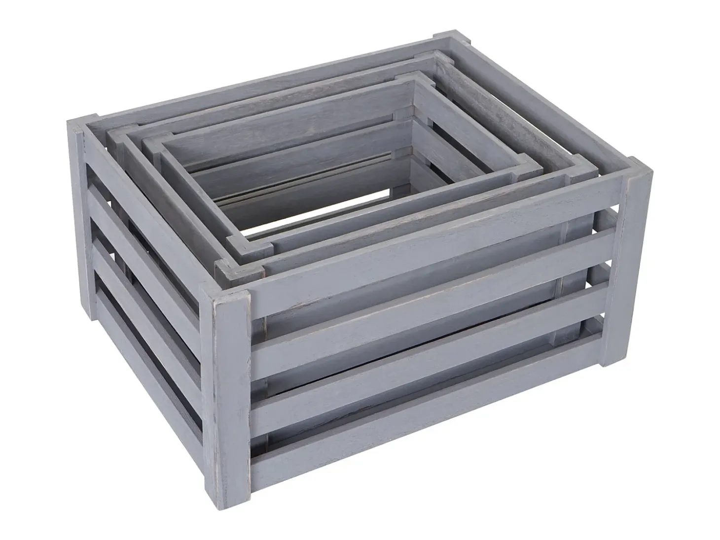 Caja de madera MCW-C56 (juego de 3), gris, desgastado
