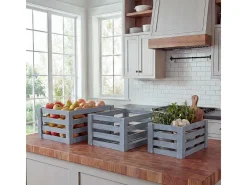 Caja de madera MCW-C56 (juego de 3), gris, desgastado