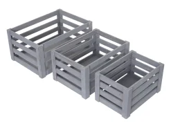 Caja de madera MCW-C56 (juego de 3), gris, desgastado