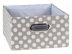 Caja de tela gris lunares blancos