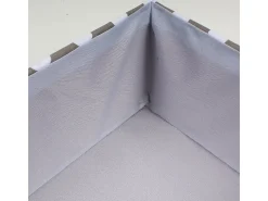 Caja de tela gris lunares blancos