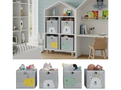 Caja plegable gris (oso e hipopótamo) 30x30x30