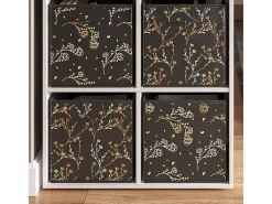 Caja plegable negro/oro (floral) 30x30x30