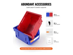 Cajas de Almacenamiento, SucceBuy, Paquete de 24, Apilables, Colgantes, Organizadores de Plástico, Azul/Rojo