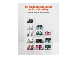 Cajas de Zapatos Apilables SucceBuy Lote de 12, Adecuadas para Tallas hasta US 13, de Plástico Duradero con Puerta Magnética, Ideales para Tacones