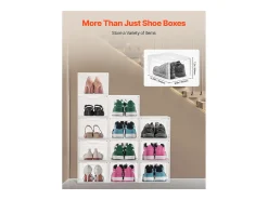 Cajas de Zapatos Apilables SucceBuy Lote de 12, Adecuadas para Tallas hasta US 13, de Plástico Duradero con Puerta Magnética, Ideales para Tacones