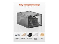 Cajas de Zapatos Apilables SucceBuy Lote de 6, Adecuadas para Tallas hasta US 13, de Plástico Robusto con Puerta Magnética, Ideales para Tacones