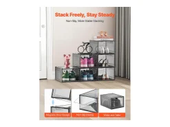 Cajas de Zapatos Apilables SucceBuy Lote de 6, Adecuadas para Tallas hasta US 13, de Plástico Robusto con Puerta Magnética, Ideales para Tacones