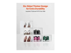 Cajas de Zapatos Apilables SucceBuy Lote de 6, Adecuadas para Tallas hasta US 13, de Plástico Duradero con Puerta Magnética, Ideales para Tacones