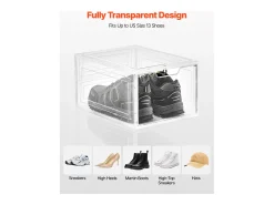 Cajas de Zapatos Apilables SucceBuy Lote de 6, Adecuadas para Tallas hasta US 13, de Plástico Duradero con Puerta Magnética, Ideales para Tacones