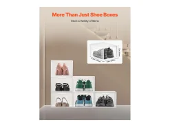 Cajas de Zapatos Apilables SucceBuy Lote de 6, Adecuadas para Tallas hasta US 13, de Plástico Duradero con Puerta Magnética, Ideales para Tacones