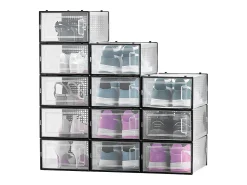 Cajas de Zapatos SucceBuy Apilables Lote de 12 Piezas, Almacenamiento para Zapatos hasta Talla US 11, Organizador Modular de Plástico
