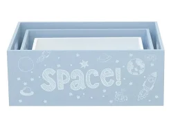 Cajas Set 3 de MDF azules 15x40x28/13x35x23/11x30x18cm