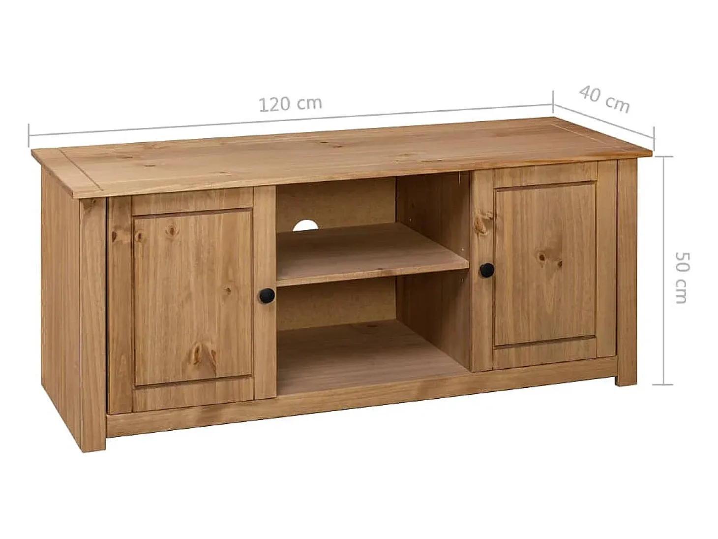 Caldir Mueble para TV de madera maciza pino estilo Panamá 120x40x50 cm