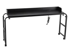 Cama Móvil SucceBuy Mesa Auxiliar con 4 Ruedas y Toma de Corriente, Escritorio de Cama con Altura Ajustable para Casa y Oficina, Color Negro