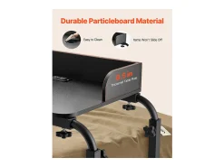 Cama Móvil SucceBuy Mesa Auxiliar con 4 Ruedas y Toma de Corriente, Escritorio de Cama con Altura Ajustable para Casa y Oficina, Color Negro