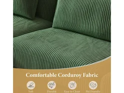Canapé de esquina reversible en terciopelo acanalado - 2 plazas + méridienne - Verde - 256 x 160 x 88 cm